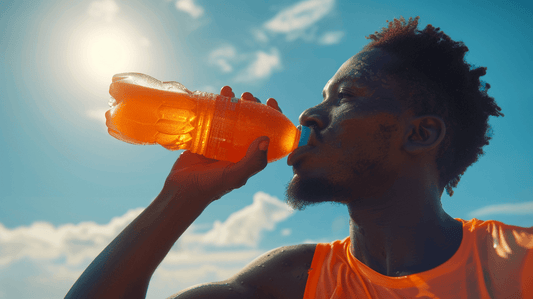 un homme buvant une boisson énergisante