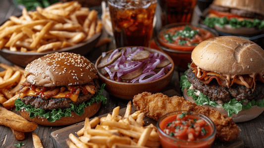 table de burgers et soda