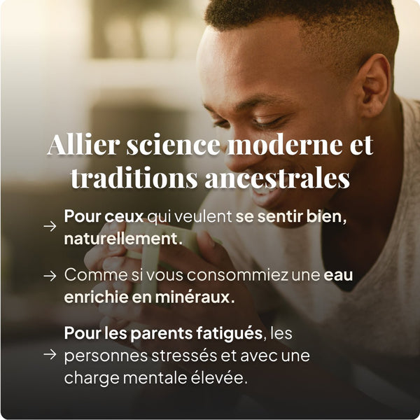 Explication des bienfaits du Shilajit : pour se sentir bien naturellement, personnes stressées, fatiguées, charge mentale.